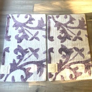 TWO Brand New W Tags Never Used Bath or Area Rugs, White and Lavender-Perf. Cond